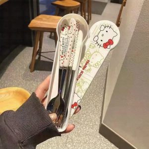 Cute Hello Kitty High Appearance Chopsticks & Spoon Set