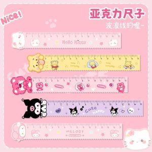 Sanrio Kuromi & Hello Kitty Multifunctional Acrylic Wave Ruler