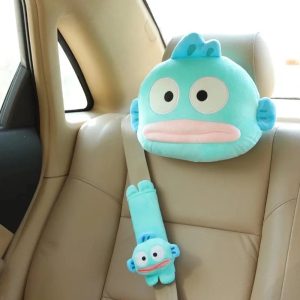 Sanrio Kawaii Hangyodon Car Headrest & Seat Belt Cover Set