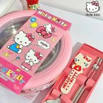 Cute Sanrio Hello Kitty Stainless Steel Ramen Bowl with Lid