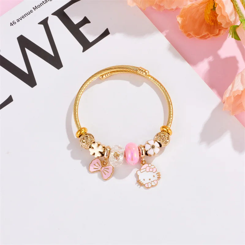 Sanrio Cute Hello Kitty Bowknot Charm Bracelet - Image 9
