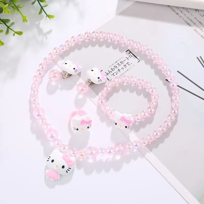 4pcs/set Sanrio Kawaii Hello Kitty Jewelry & Hair Accessory Set - Image 7