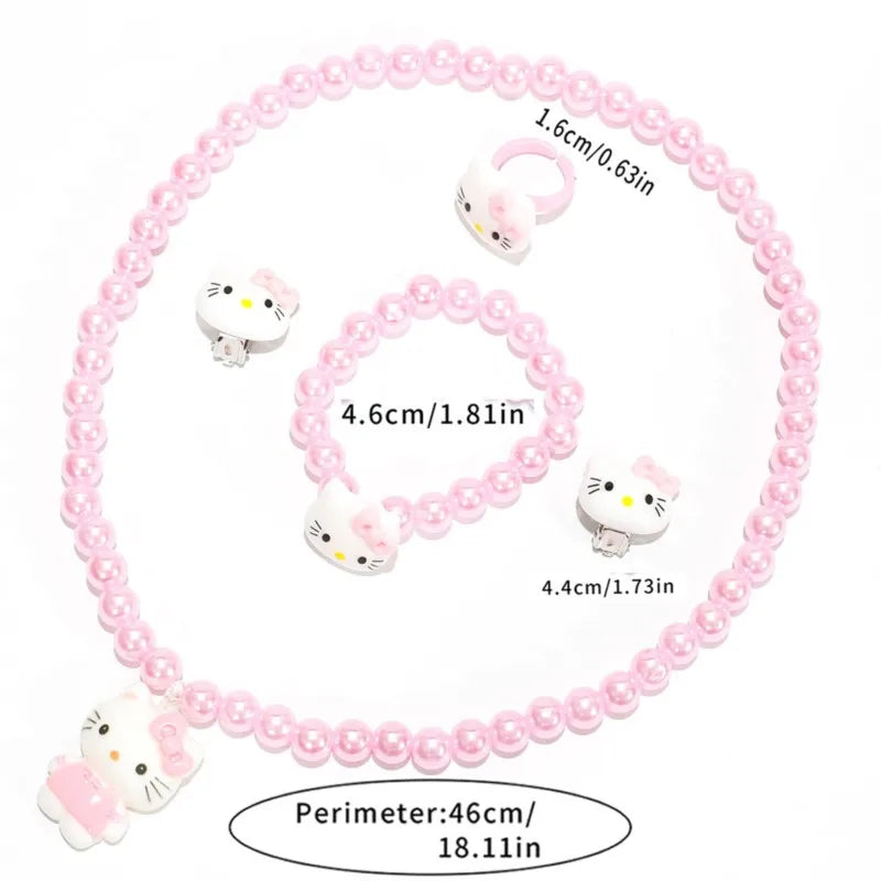 4pcs/set Sanrio Kawaii Hello Kitty Jewelry & Hair Accessory Set - Image 4