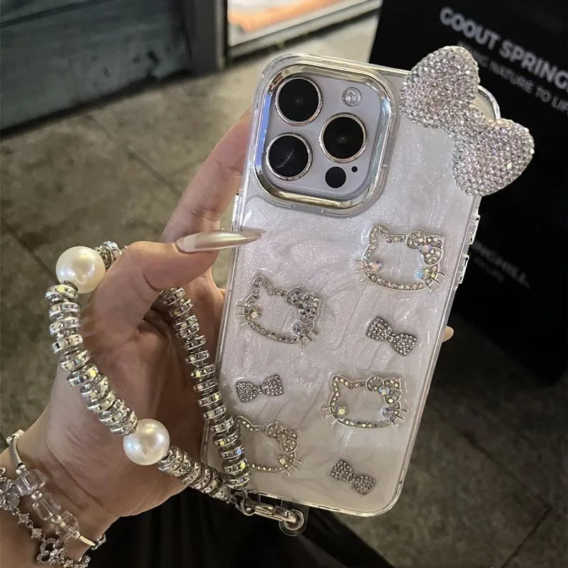 Hello Kitty Anime Diamond Three-Dimensional Chain Phone Case