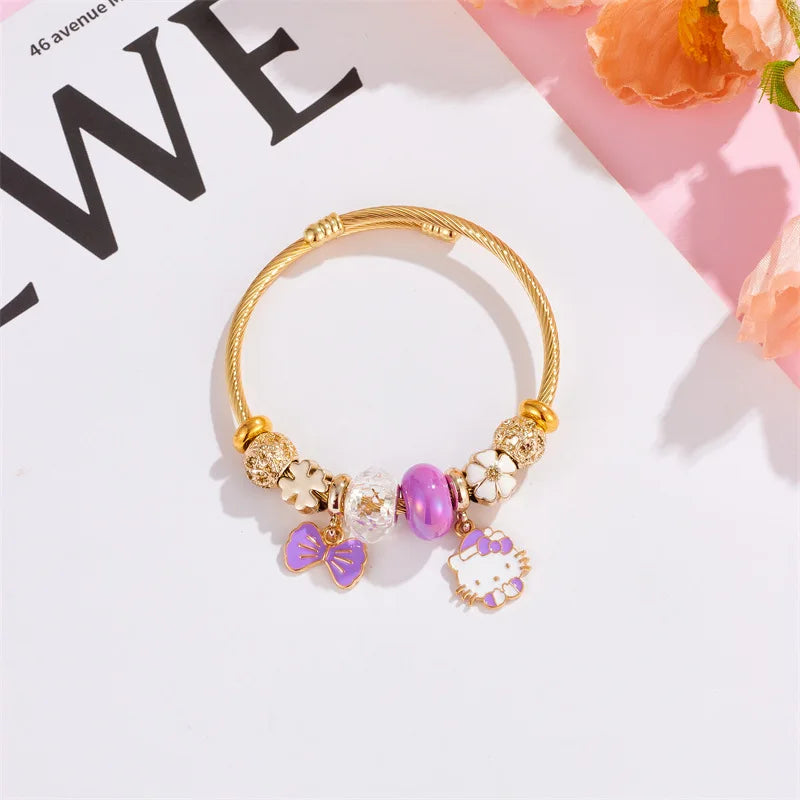 Sanrio Cute Hello Kitty Bowknot Charm Bracelet - Image 7